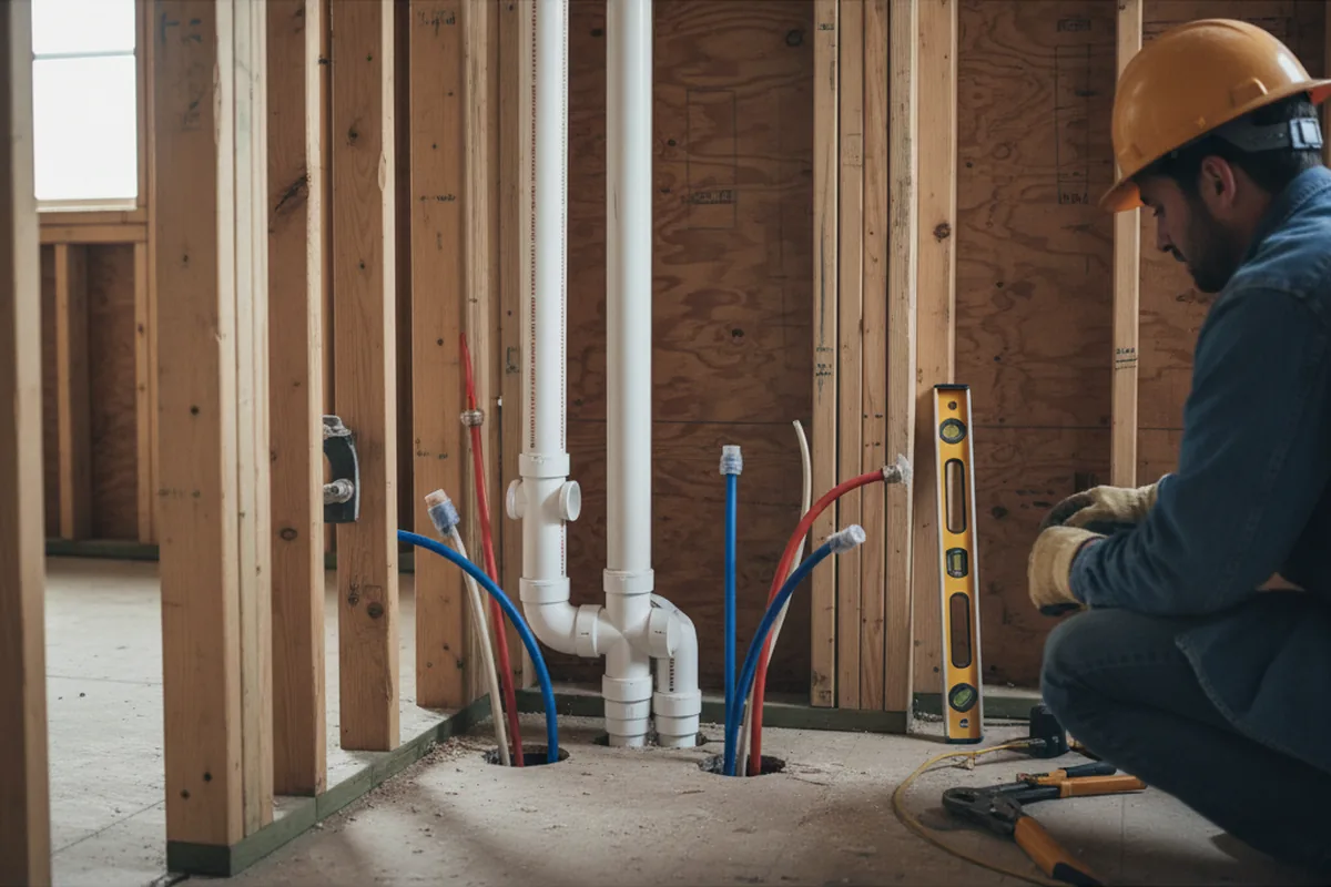 Drain and supply rough-in during Drain Cleaning in East Hampton